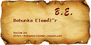 Bohunka Elemér névjegykártya